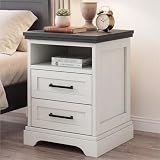 DUMOS Farmhouse Nightstand with Charging Station & USB Ports