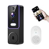 ClipBlur 1080p Wireless Video Doorbell Camera with Doorbell Receiver, Color Night Vision, 2-Way Talk, AI Human Detection and Instant Alerts, 2.4G WiFi, Cloud Storage Service, Battery Powered