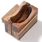 Annie & Mia Design Premium Acacia Wood Bagel Slicer For Large Bagel Stylish Hand Crafted Wood Bagel Cutter With Ergonomic Designed Handle Grip