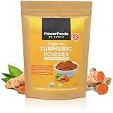 Powerfoods by Nature High Curcumin Organic Turmeric Powder – 1 lb | 100% Pure & Natural, Premium Quality Superfood to Reduce Inflammation | USDA Certified Organic | Sourced from India