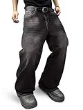 JMIERR Mens Baggy Jeans for Men Y2k Skater Vintage Plain Pants Casual Wide Leg Jeans Loose Fit Denim Jeans with Pockets,US34(M),Black