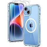 TAURI 3 in 1 Magnetic for iPhone 14 Case Clear, [Compatible with MagSafe] with 2X Screen Protectors, Military-Grade Drop Protection Shockproof Slim 14 Cover 6.1 Inch