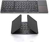 Foldable Wireless Keyboard with Touchpad, Rechargeable Pocket-Sized Folding Travel Keyboard for iOS, Android, Windows - Space Gray