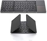 Foldable Bluetooth Keyboard,Wireless Portable Keyboard with touchpad,Rechargeable Pocket-Size Folding Travel Keyboard for iOS,Android,Windows Devices-Space Gray