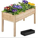 Yaheetech 1pc Raised Garden Bed 48x24x30in Elevated Wooden Horticulture Planter Box with Legs Standing Growing Bed for Gardening/Backyard/Patio/Balcony