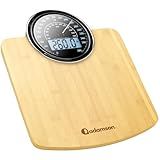 Adamson Hybrid 2-in-1 Analog & Digital Weighing Scale for Body Weight up to 400lbs - Thick Tempered Glass - Extra Large Display - Easy to Read Digital Bathroom Scale - Wood with White Backlight