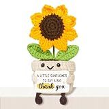 Glydein Thank You Gifts for Women Men, Handmade Positive Sunflower Crochet Decor, Cute Thank You Gift with Warm Card for Friend Family, Appreciation Gifts for Teacher Boss Coworkers Doctor Nurse