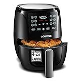 Gourmia Air Fryer Oven Digital Display 4 Quart Large AirFryer Cooker 12 1-Touch Cooking Presets, Black and Stainless Steel Accents Fry Force GAF486