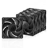 ARCTIC P12 Pro PST - 5 Pack - Powerful Premium Fan, 120 mm PWM Fan with Y-Cable Splitter, 600-3000 RPM, 0 RPM <5% PWM, Fluid Dynamic Bearing, 4-Pin - Black