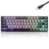 Wired Portable 60% Mechanical Feeling Gaming Keyboard,RGB LED Backlit Compact 68 Keys Mini Wired Office Keyboard for Windows Laptop PC Mac Gamer, Typist, Travel on Business Trip -Grey and Black
