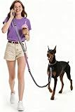Hands Free Dog Leash, 10.1ft Crossbody & Waist-Wear Adjustable Leash, Dual-Zone Length Control, Shock-Absorbing Handle, Lightweight Rope Leashes for Small & Medium Dogs Grey