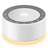 Kipcush White Noise Sound Machine with Nursery Lamp, Mood Lighting, 7 Colour Night Light, 30 Soothing Sounds for Baby/Adult. Timer, Plug in, Memory Function, Touch Control