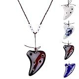 LMS 6 Hole Ceramic Mini Ocarina necklace small ocarina instrument (Coffee)
