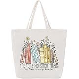 LEADO Cute Canvas Tote Bag with Pockets, Book Lovers Gifts - Christmas, Thanksgiving, Birthday Gifts for Book Lovers Women - Reading Accessories, Librarian, Bookish, Readers, Teacher, Library Present