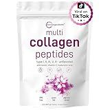 Micro Ingredients Multi Collagen Peptides Powder, 2lb – Hydrolyzed Type I,II,III,V,X with Biotin, Hyaluronic Acid, Vitamin C – Unflavored Collagen for Women & Men, Easy Dissolve, 82 Servings