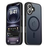LATVIN for iPhone 16 Case, Magnetic Phone Cover, Compatible with MagSafe, Military Grade Protection, Translucent Matte Frosted Back, Black