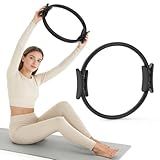 JKSHMYT Pilates Ring Fitness Circle for Women, Pilates Equipment – 14.5" Home Magic Exercise Workout, Better me Pilates Essentials Starter Set for Beginners Toning Shape Full Body Black