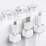TIKIWIK Cord Holder, 6 Pack Magnetic Cable Clips, Strong Adhesive Cord Holder for Nightstand Desk Organizer Kitchen Appliances Car Wall Office Phone Wire Keeper, Clear White