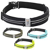 Running Belt for Women and Men, Waterproof Phone Holder for Running, Reflective 2-Pocket Waist Pack for Storing Runner’s Essentials Safely, Running Fanny Pack Fits Most Phones, Adjustable Belt Bag