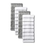 KitchenAid Albany Kitchen Towel 4-Pack Set, Grey/White, 16"x26"