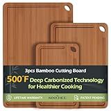 Keechee Bamboo Cutting Board, Durable Wood Cutting Boards for Kitchen with Deep Juice Grooves & Built-in Handles, Ideal Charcuterie & Chopping for Meat, Vegetables and Fruits Ideal Kitchen Gifts