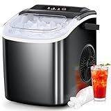 COWSAR Ice Maker Countertop, Portable Ice Machine with Self-Cleaning, 26.5lbs/24Hrs, 9 Bullet Ice Cubes in 6 Mins, Ice Basket and Scoop, Ideal for Home, Kitchen, Bar, Camping