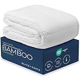 Olive + Crate Cooling Down Alternative Comforter - Hypoallergenic King Size Duvet Insert Lightweight - All Seasons Plush Design Bamboo Comforter - 100% Bamboo Viscose Outer Cover - White 102"x90"