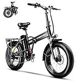 1000W Folding Electric Bike, 48V 20.8AH Large Removable Battery E-Bike, 30+MPH, 80 Miles Max Range, 20" Fat Tire Electric Bike for Adults, Adult Electric Bicycles Commute E-Bikes For Women/Men
