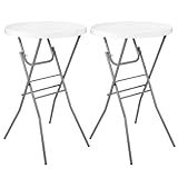 Byliable Cocktail Table 28in Folding Round High Top Indoor Outdoor with Removable Legs, Tall Bistro Foldable Bar Height Table for Parties, Patio, Backyard, Dining, Wedding, White- 2PCS