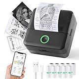Print Pods Mini Printer, Thermal Inkless Sticker Maker with 10 Rolls Printing Paper, Pocket Printpod for phone, Impresora Portátil for Notes, Flashcards, Journal, DIY, Compatible with iOS & Android