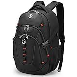 Swissdigital Design Laptop Backpack with USB Charging Port, Travel Backpack Fits 15.6 inches Computer, 31L College School Backpack for Men, Black | SD803-01