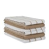 LANE LINEN Cotton Kitchen Towels and Dish Cloths Set, 6-Pack – Absorbent, Quick-Drying Dish Towel, 18" x 28", Soft, Premium Hand and Tea Towels - Beige
