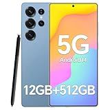 Unlocked Cell Phones A25 Ultra 5G, Android 14, 12GB+512GB Smartphone, Long Battery Life 5000mAh, 48+108MP Zoom Camera, Build in Pen, 120Hz + 6.9HD Screen, Dual SIM/Face ID/GPS (Blue)