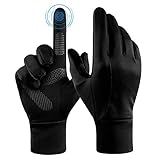 FanVince Football Gloves Thermal Touchscreen Winter Insulated Glove - Windproof Water Resistant for Running Cycling Driving Outdoor Hiking in Cold Weather for Men and Women Riding (Black,Medium)