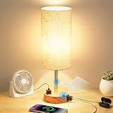 Fitfull Table Lamp for Bedroom, High-Sensitivity Touch, AC Outlet, USB A+C
