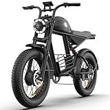 Retro Electric Bike for Adults,1000W-1600W(Peak Power) Electric Dirt Bike,35MPH 60Miles E Bikes Ridstar, 20" Fat Tire Adult Electric Bicycle with 48V 18.9AH Battery, 7 Speed E Bike