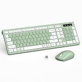 Wireless Keyboard and Mouse Combo Silent for Office and Home(Avocado Green)