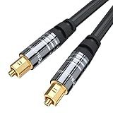 BlueRigger Digital Optical Audio Toslink Cable (15FT, Fiber Optic, Aluminum Shell, 24K Gold-Plated) - Compatible with Home Theatre, Sound Bar, TV, Xbox, PlayStation PS4 – Premium Series