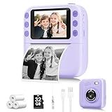 Instant Print Camera for Kids, Christmas Birthday Gifts for Girls Boys, 1080P Instant Digital Print Cameras for Toddler,Portable Toy for 4 5 6 7 8 9 10 Year Old Girl with 32GB SD Card，Purple