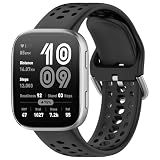 Alisitina for Amazfit Bip 6 Band, Silicone Replacement Strap for Amazfit Bip 6 Smartwatch (Black)