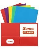 SUNEE Folders with Pockets(25 Pack, Assorted Colors), 2 Pocket Folders Fit Letter Size Paper, Paper File Folder for School Office Home Business