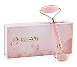 LeiCare Jade Roller for Face - Rose Quartz Face Roller Skin Care - Stone Facial Roller, Face Massager for Women, Relieve Stress, Remove Wrinkles Eye Puffiness