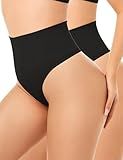 Yeblues Thong Shapewear Tummy Control for Women 2 Pack Seamless Shapewear Underwear Body Waist Shaper Girdles for Under Dresses