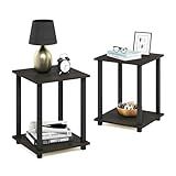 Furinno Simplistic Set of 2 End Table, Espresso/Black