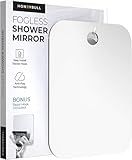 HONEYBULL Fogless Shower Mirror for Shaving – Anti-Fog Acrylic Mirror with Razor Holder, No-Drill Wall Mount, Flat Design for Steam Showers, Large 8x10in