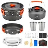 THTYBROS 17pcs Camping Cookware Mess Kit,for Camping,Backpacking,Picnic