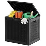 NEWBULIG Deck Box with 31 Gallon Capacity, Weatherproof Resin Lockable Outdoor Storage for Secure Package Deliveries and Indoor Storage in Garden or Patio, Backyard