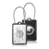 PROfezzion Luggage Tag AirTag Holder with Name ID Cards, Luggage Name Tag with Wire Cable Key Rings for Luggage Bag Travel Suitcase Backpack, Scratch Resistant AirTag Case for Travelling