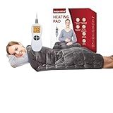 Ambershine 17''x33'' Weighted Heating Pad, 5.2lbs with 12 Temperature Settings & 4 Auto-Off Timers, Pain Relief for Back/Neck/Shoulders/Abdomen/Legs(Dark Grey)
