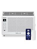 DELLA 6000 BTU Energy Saving Window Air Conditioner, Cools Up to 250 Sq. Ft, Work with Alexa, GEO Location, AC Unit with WIFI Smart Controls, Remote, Dehumidifier, Fan, Reusable Filter, Easy Install